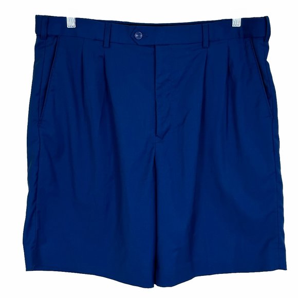 BOCACCIO GOLF Men’s Pleated Front Deep Royal Blue Golf Shorts, Size 36 - Picture 1 of 13
